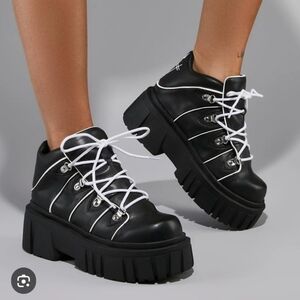 Widow Dolls Kill Black Lace-Up Boots